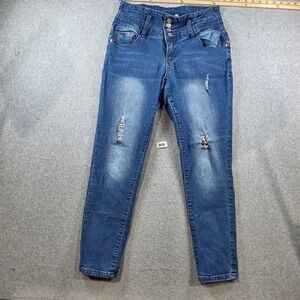 Revelation Denim Womens Size 8 Skinny Jeans Distressed High Rise Multi Button